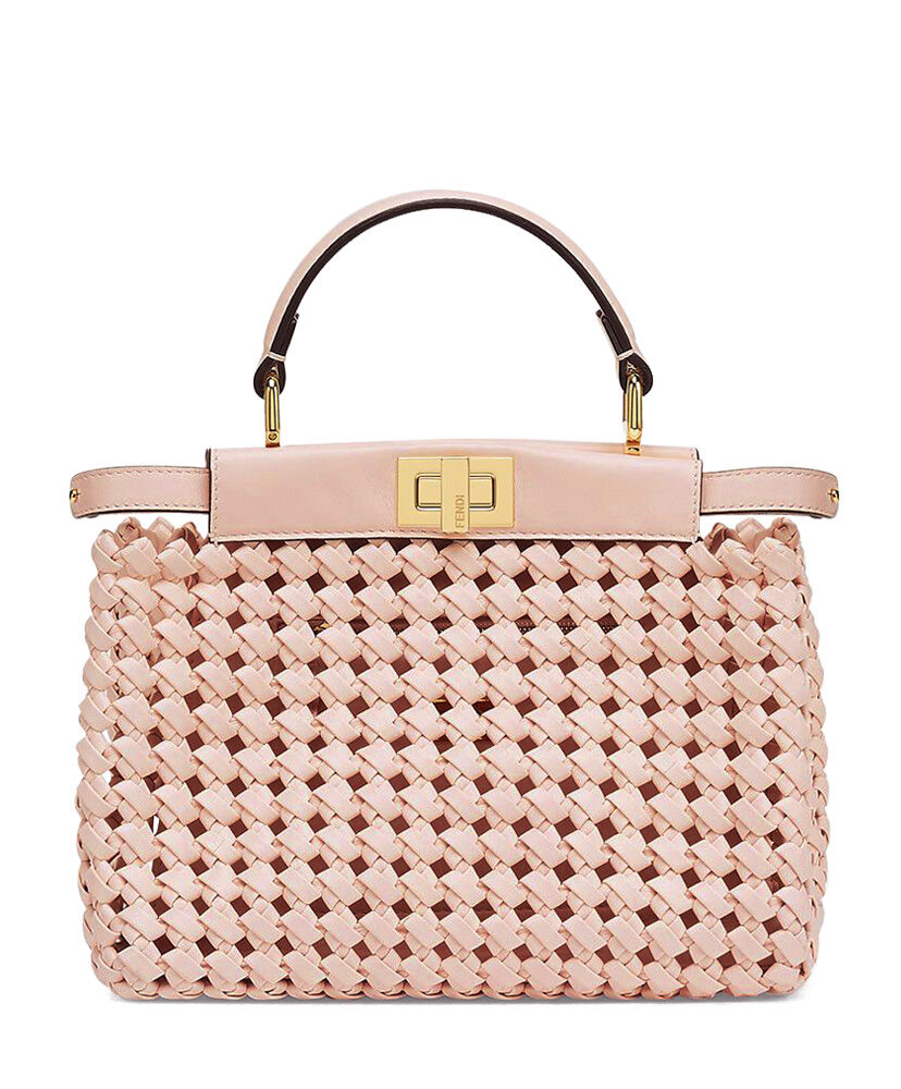 Fendi Peekaboo Iconic Mini Leather Interlace Bag 8BN244 Pink